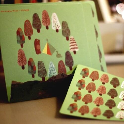 4 sheets/pack) Norway Forest Animals Paper Stationery Diary Stickers Decorative Mobile Tree Stickers Scrapbooking DIY Stickers