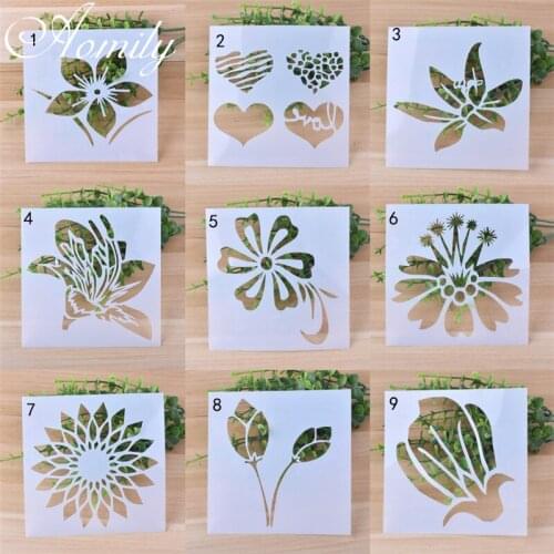 Amoliy 9pcs Cake Stencils Template Walls Painting Scrapbooking Stamping Craft Flower Spray Mold Baking Accessories Coffee Tools