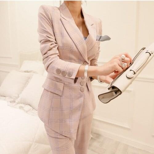 Женские брючные костюмы в клетку ALTHCNPP China At AliExpress