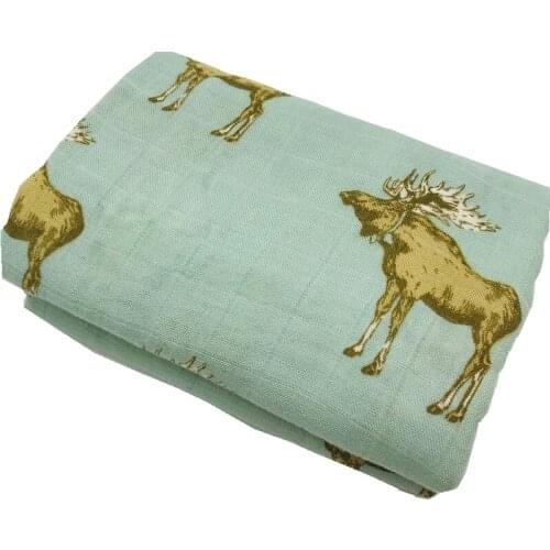 Bamboo Muslin Swaddle Wrap Blanket Newborn Photography Accessories Soft Baby Bedding Bath Towel moose elephant from LASHGHG