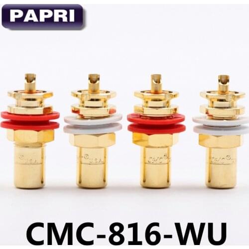 Free Shipping 2PAIRS CMC 816-WU 24K Gold Plated OFC Adapter RCA Socket For CD Player Speaker Vacuum Amplifier DAC Plug Jack