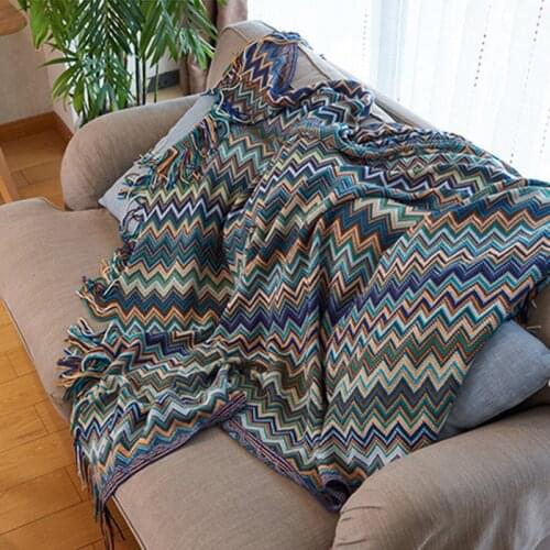 Bohemian Soft Knitted Sofa Cover Blanket With Tassels Thread Couch Sleeping Rugs Vintage Home Bed Blanket