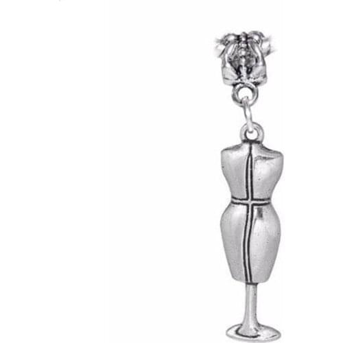 50 Pcs Zinc Alloy Large Dressmaker Mannequin Seamstress Fashion Charm Pendant Fit uropean Bead Bracelet 50 mm x 11mm A00114