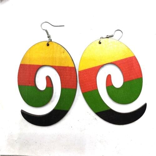 Printing whirling Wooden Earrings