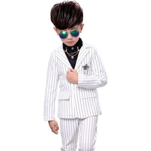 Kids blazer suit set gentleman style striped outerwear set for 2-10years boys children fashion clothes suit set