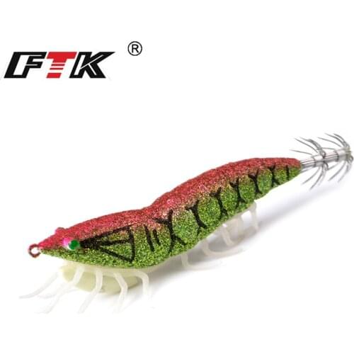 FTK 15g 20g Octopus Fishing Lures Luminous Hard Squid Jigs Shrimp Cuttlefish Squid Hook Rigs Artificial Bait Sea Fishing