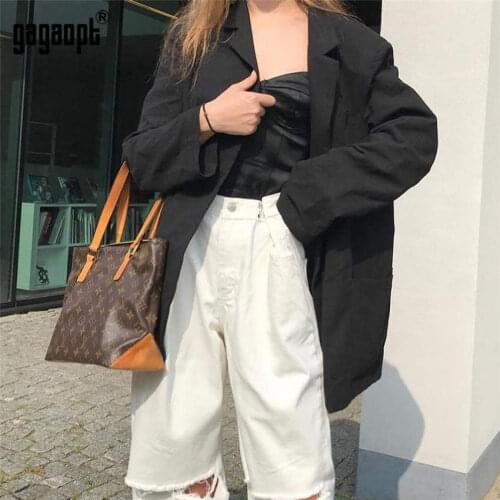 Gagaopt Women Chic Office Lady Double Breasted Blazer Vintage Coat Fashion Notched Collar Long Sleeve Ladies Outerwear