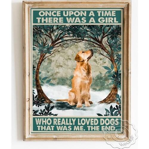 There Was A Girl Really Loved Dogs Art Poster, Love Animals Vintage Prints, Protect Dog Advocate Wall Canvas Painting Decoration