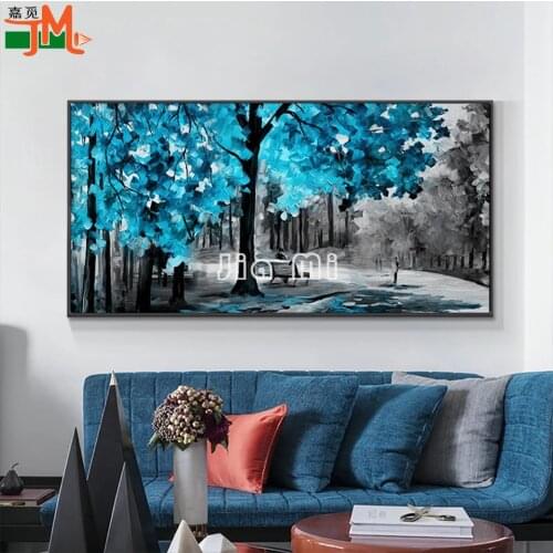 5D Modern Abstract Blue Leaves Oil Painting Diamond Embroidery Nordic Landscape Picture Diamond Painting Cross Stitch Home Decor