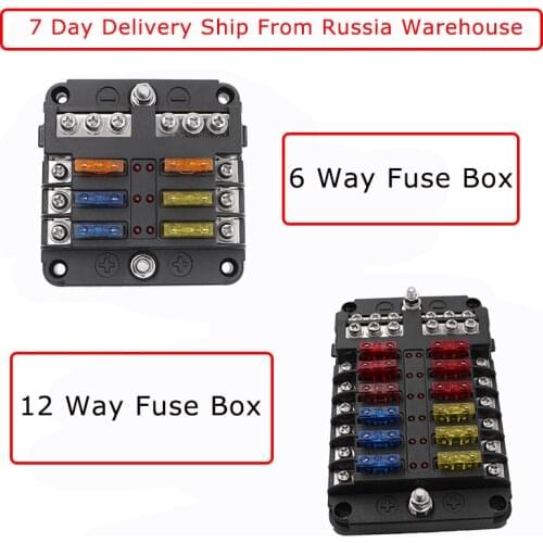 Hot Sale 6 Way 12 Way Blade Fuse Box Holder For Car Boat Fuse Holder Block 12V 24V Power Panel Board Camper RV Accessories