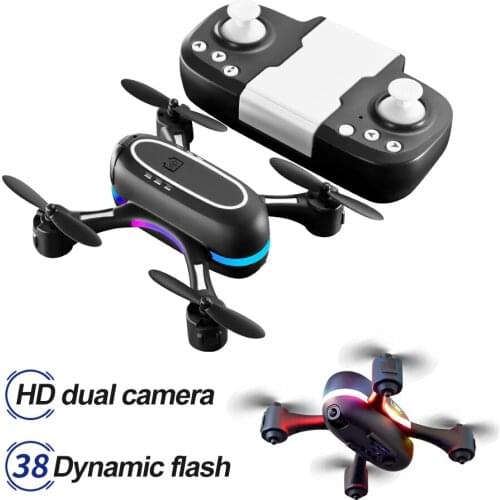 LSRC Rainbow Mini Round Drone 480P 720P HD Dual Camera WIFI FPV with 38 Flashing Lights optical flow positioning Quadcopter