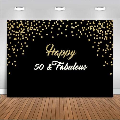 MOCSIKA Photography Backdrop Happy 50th Birthday Background for Photo Studio Glitter Party Decoration Banner 7x5ft Fabric 541