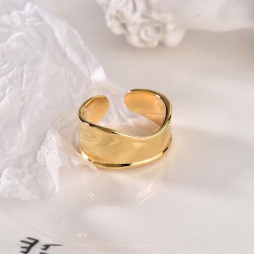 Punk Gothic Golden Smooth Surface Geometric Mens Ring Ring Womens Minimalist Chunky Ring Retro Wedding Jewelry Wedding Ring