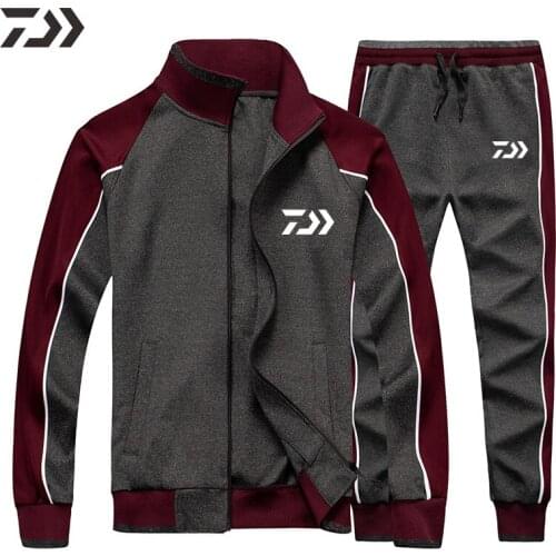 Mens Daiwa Fishing Clothing Set Spring Autumn Fishing Suit Cotton Outdoor Sport Fishing Shirts and Pants Men Fishing Clothes