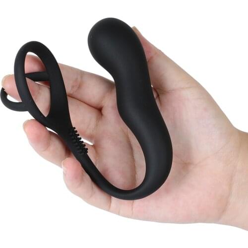 Soft Silicone Penis Ring with Anal Beads Plug Prostate Massager Male Masturbator Delay Butt Plug Cock Ring Anal Sex Toys For Men