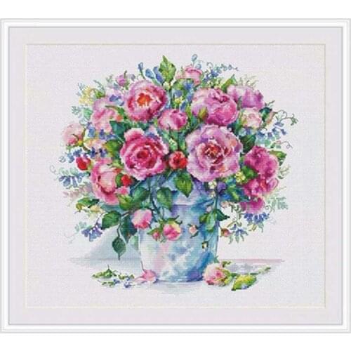 A bunch of bright roses patterns Counted Cross Stitch 11CT 14CT 18CT DIY Chinese Cross Stitch Kits Embroidery Needlework Sets