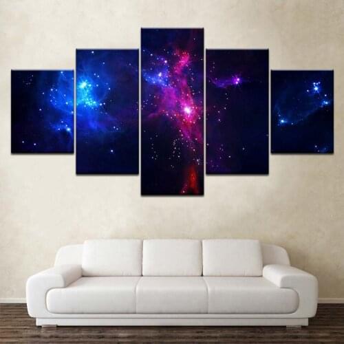 Canvas Paintings Wall Art Frame Modular HD Prints Starry Sky Poster 5 Pieces Nebula Abstract Landscape Pictures Kids Room Decor