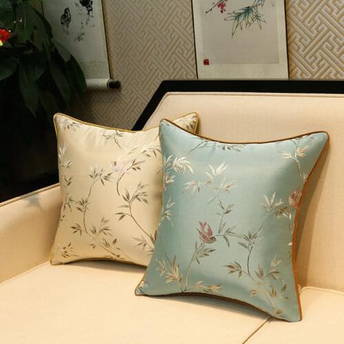 DUNXDECO Cushion Cover Decorative Pillow Case Modern Chinese Traditional Elegant Flora Bird Luxury Jacquard Coussin Sofa Decor