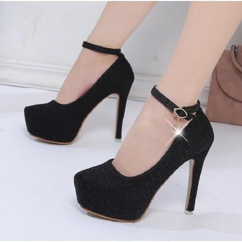 2020 autumn new high heels thick heels etiquette waterproof platform wedding shoes fashionable shallow mouth womens single shoe