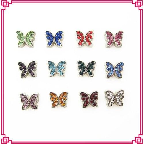 New arrive 120pcs/lot mix 12 month crystal rhinestone butterfly birthstone floating charms living glass memory floating locket