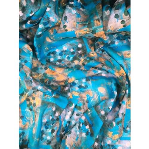 One metre a pcs High quality pure ramie fabric Digital Printing with Thin Style tissu Spring and summer clothing fabrics