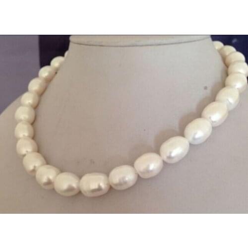 Huge 11-13MM south sea natural white pearl necklace 17 inch white CLASP