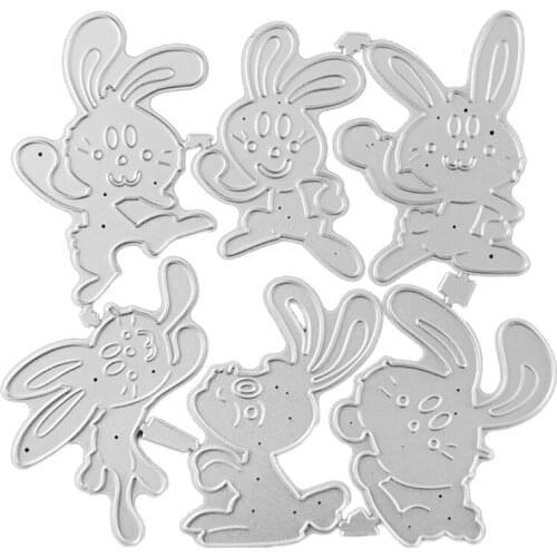 OOTDTY Rabbits Metal Cutting Dies Stencil Scrapbooking DIY Album Stamp Paper Card Embossing Decoration Craft