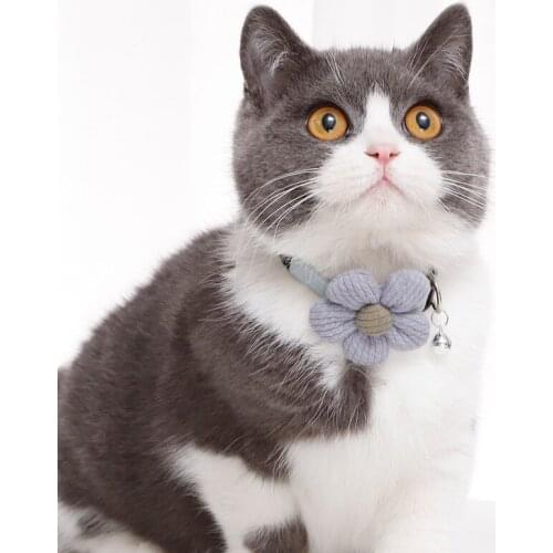 Pet Collars Cat Necklace Break Away Bling Cute 3D Flower Bell Cloth Adjustable Collars for Kitten Cat Dog