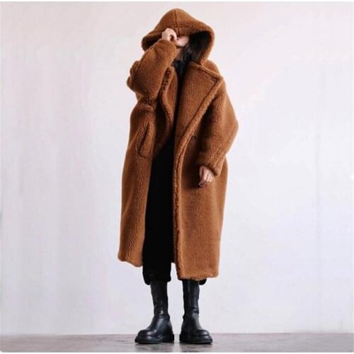 Women Winter Parka 5XL Size Long Sleeve Loose Faux Fur Coat Jacket Thick Faux Mink Fur Coat With Hooded Warm Overcoat