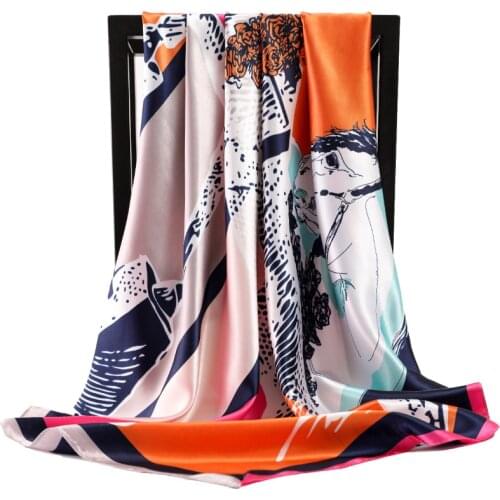 2021 Popular 90X90CM Carriage Handkerchief Summer Square Silk Scarves Female Print Dustproof Kerchief New Sunscreen Beach Shawls
