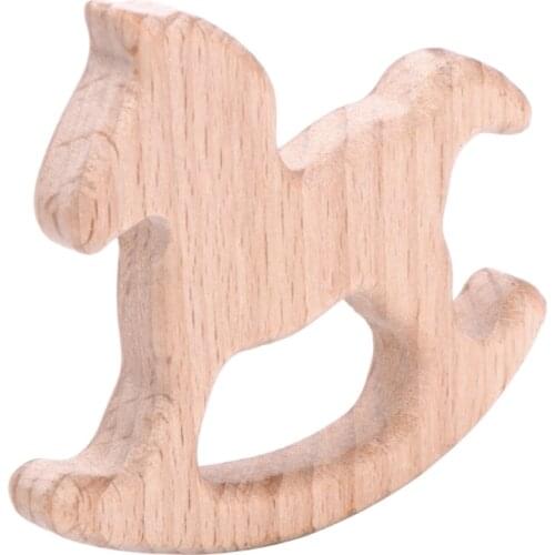 Natural Wood Trojan Horse Shape Pendant DIY Jewelry Findings Baby Teether Shower for Lady Birthday Men Mom Friend Gift Box