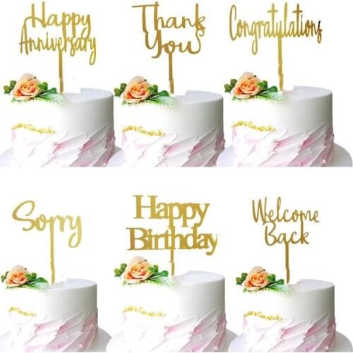 Happy birthday Anniversary Congratulations Acrylic Cake Topper Welcome Back Thank You Sorry Baking Dessert Cake Decoration