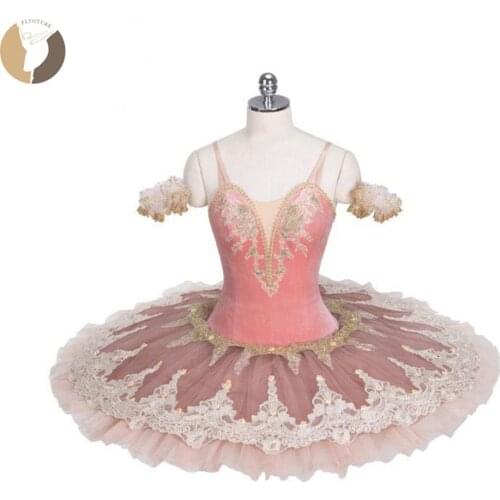 Pink Classical Ballet Tutu Peach Fairy Platter Pancake Tutu Skirts AT1146 Girls Ballet Competition Costumes Tutus Variation Wear