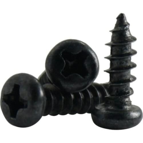 Luchang 1000pcs Black Micro Cross Round Head Self-tapping Screws Pan Head electronic Screws Small Wood Screws