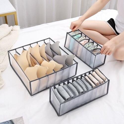 7/11/6 Grids Underwear Bra Organizer Storage Box Drawer Closet Organizers Divider Boxes For Underwear Scarves Socks Bra
