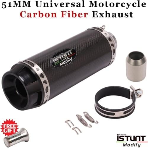 51mm Universal Motorcycle exhaust pipe with DB killer Motorcycle Exhaust Pipe Muffler Carbon Fiber GP-project Exhaust Pipe