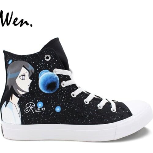 Wen Design Custom Hand Painted Anime Shoes Bleach High Top Black Women Mens Canvas Sneakers Adult Boys Girls Athletic Shoes