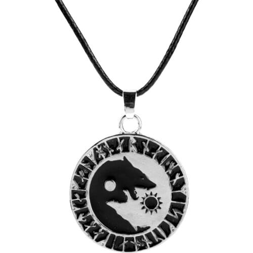 Vikings Jewelry Wolf Head Necklace Mens Women Fashion Leather Rope Pendants Necklaces Gothic Style Neckwear Gift