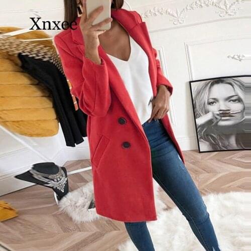 Wool Blend Coat Long Sleeve Turn-Down Collar Warm Autumn Winter Wool Women Jackets Big Size 5XL Woolen Pink Office Elegant