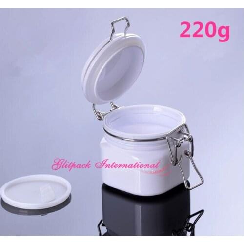 10pcs/lot white colors 220g Bormioli Rocco Fido Square Jar with Hinged Lids,7.7oz Food Storage Wire Bale Jars Airtight Canister