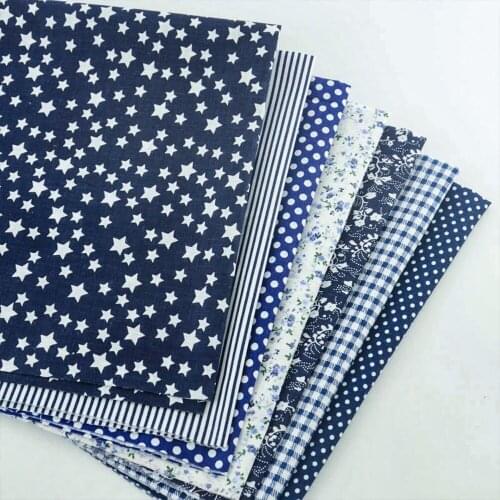 100% Cotton Fabric 7PCS/lot Dark Blue Color Simple and Plain Pattern Quilting Meter Tecidos Fat Quarter Tissus Cutting Pieces
