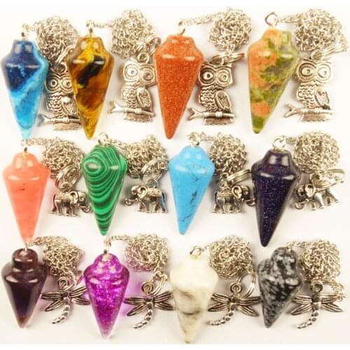 12Pcs 30x15mm Mixed Stones Pendulum & Tibet Animal Pendant Bead Free Shipping Fashion Jewelry Dw008