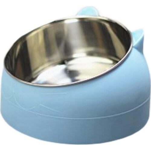200ml Stainless Steel Cat Bowl Dog Bowl To Protect Cervical Spine Cat Bowl Oblique Mouth Pet Food Bowl