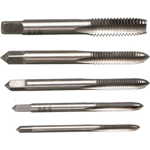 5pcs HSS Machine Screw Thread Metric Plug Tap Screw Taps M3 M4 M5 M6 M8 Set Spiral Point Straight Fluted Screw Thread Tap Drill