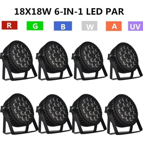 8PCS/ 18X18W RGBWA UV LED PAR Light 6-in-1 par disco light, led wash light professional dj equipment
