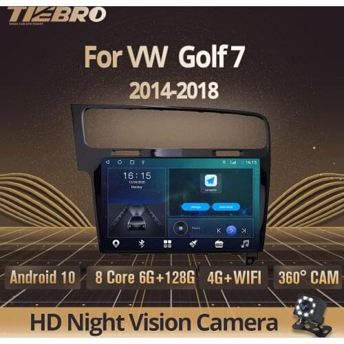 TIEBRO 2 Din Stereo Receiver Android 10.0 For VW Golf 7 2014-2018 Car Multimedia Player GPS Navigation Carplay DSP NO 2 Din DVD