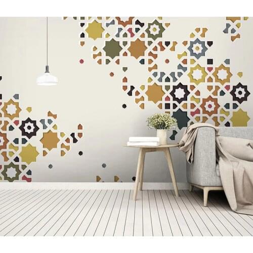 Bacal New Geometry Stars Shape 3d Cartoon Wallpaper for Child Baby Room 3D Photo Mural Wall paper 5d Wall Flower stickers