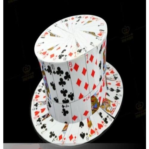 Free shipping Card Fan to Top Hat High Quality Magic Hat Poker Cap Stage Comedy Magic Props Magic Tricks Gimmick Magie Toys