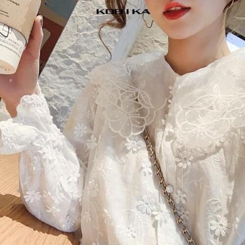 Blouse Women Shirt Womens 2020 Spring Clothing Top Bell Sleeve Lace Shirt Blusas Ropa De Mujer