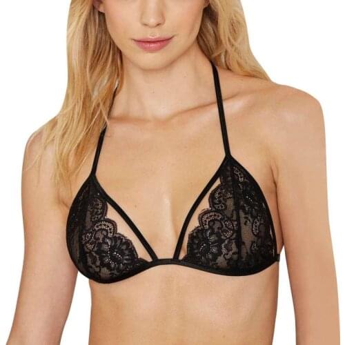 Women Sexy Solid Color Floral Lace Bra Adjustable Charming Bralette Unpadded Crossback Sleep Bra Underwear